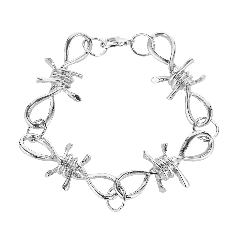 Women Unisex Gothic Thorns Choker Necklace 20inches Hip Hop Barbed Wire Chain, Punk Jewelry Gift Earrings Bracelets