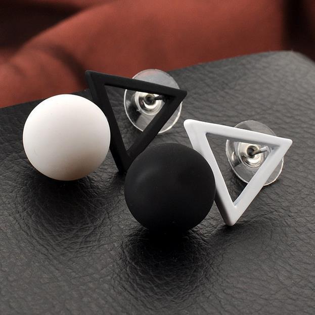 Fashion Women Jewelry Triangle Star Asymmetric Joker Earrings Female Ball Earrings