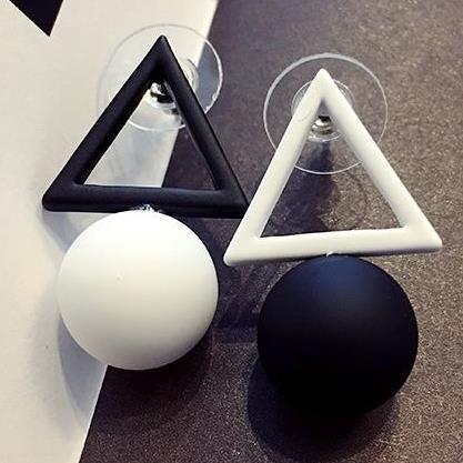 Fashion Women Jewelry Triangle Star Asymmetric Joker Earrings Female Ball Earrings