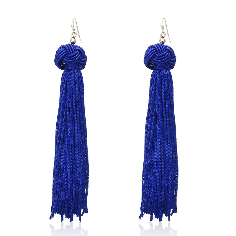 Tassel Earrings Hand Woven Round Ball Layered Tassel Earrings Bohemian Dangle Drop Long Tassel Druzy Stud Earrings for Women