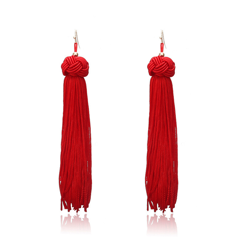Tassel Earrings Hand Woven Round Ball Layered Tassel Earrings Bohemian Dangle Drop Long Tassel Druzy Stud Earrings for Women