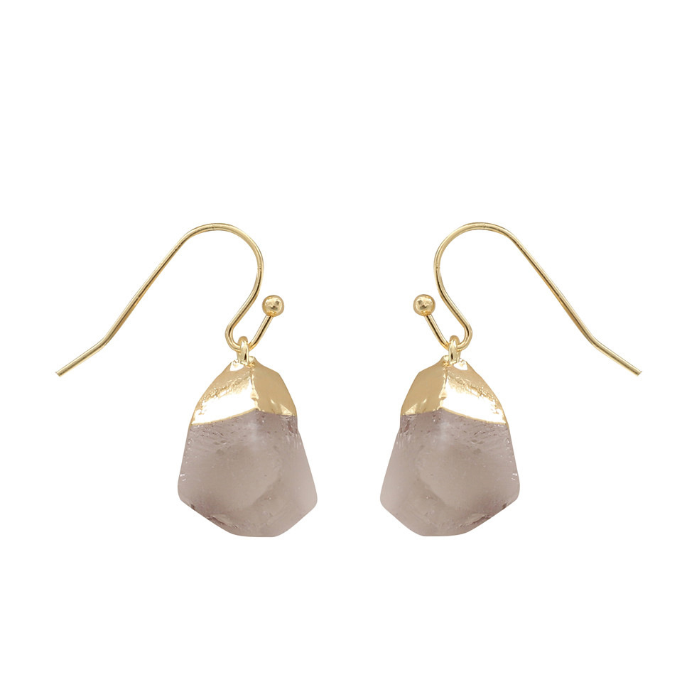 Irregular Cut Original Stones Jewelry Earring Charm Crystal Gold Plated Natural Amethyst Faceted Post Stud Earrings