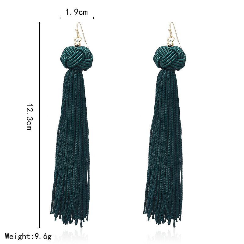 Tassel Earrings Hand Woven Round Ball Layered Tassel Earrings Bohemian Dangle Drop Long Tassel Druzy Stud Earrings for Women