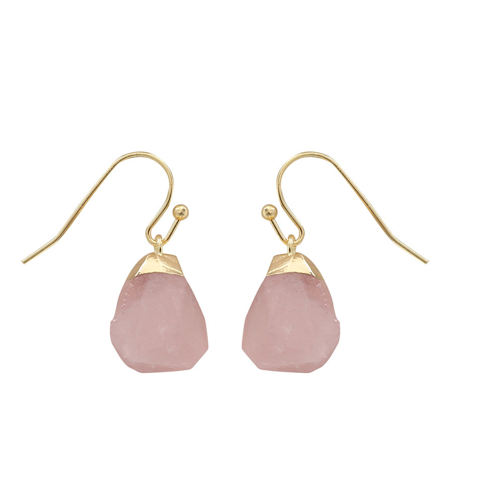 Irregular Cut Original Stones Jewelry Earring Charm Crystal Gold Plated Natural Amethyst Faceted Post Stud Earrings