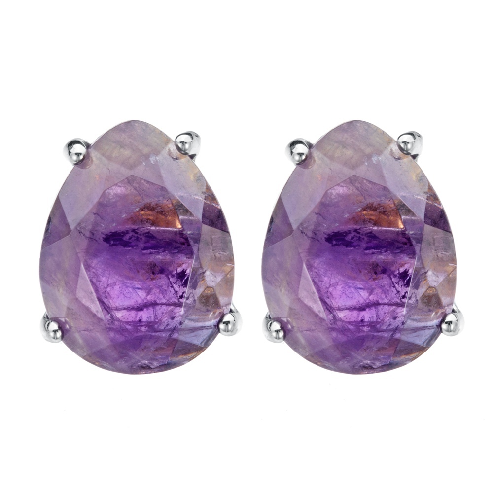 Natural Stone Crystal Earrings Jewelry Water Drop Cut Amethyst Tiger Eye Green Aventurine Earrings