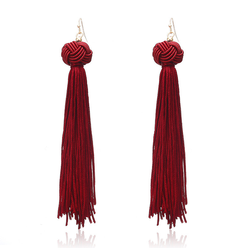 Tassel Earrings Hand Woven Round Ball Layered Tassel Earrings Bohemian Dangle Drop Long Tassel Druzy Stud Earrings for Women
