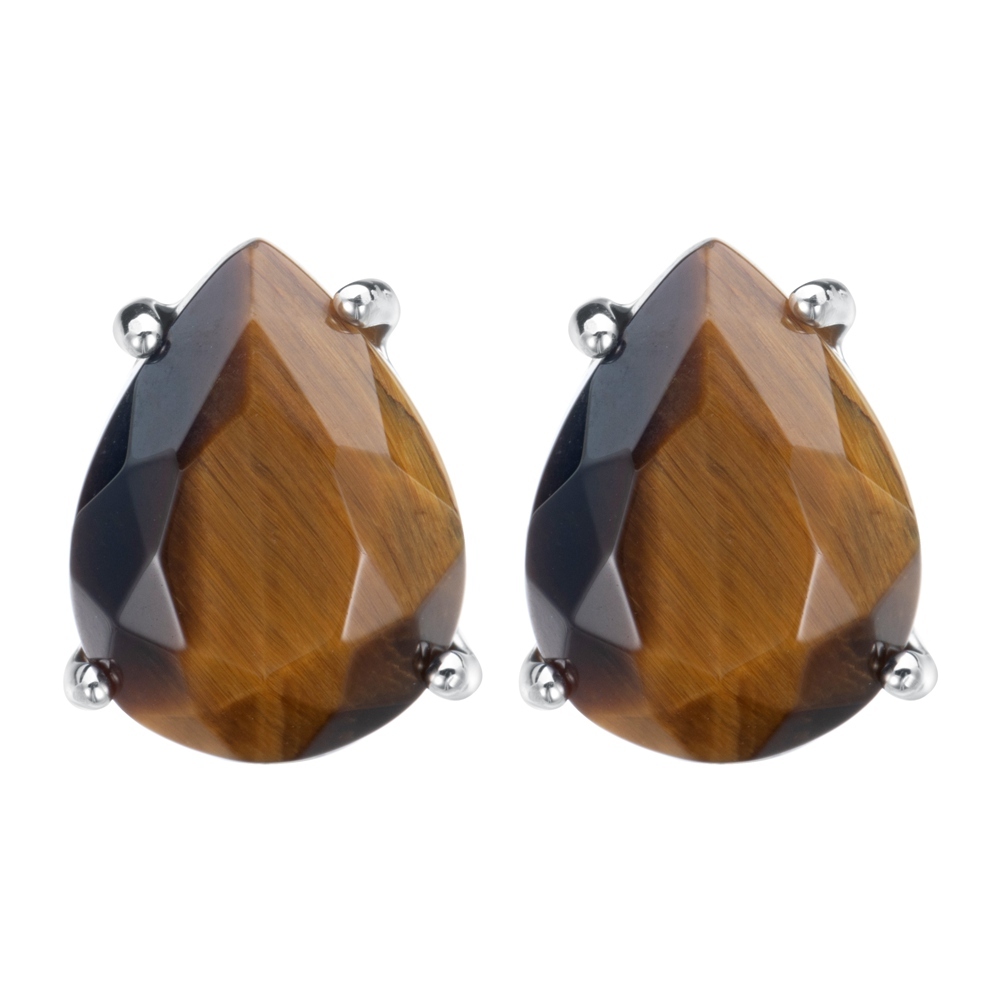 Natural Stone Crystal Earrings Jewelry Water Drop Cut Amethyst Tiger Eye Green Aventurine Earrings