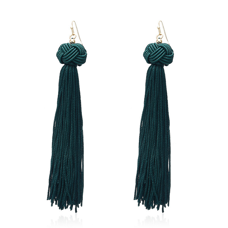 Tassel Earrings Hand Woven Round Ball Layered Tassel Earrings Bohemian Dangle Drop Long Tassel Druzy Stud Earrings for Women