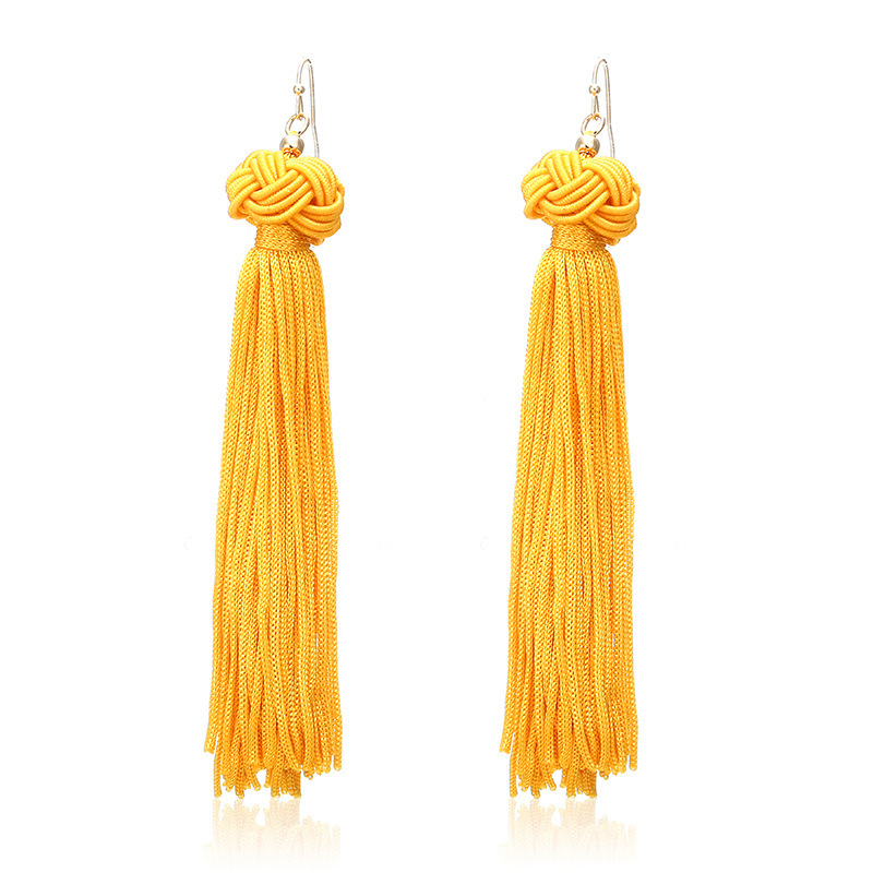 Tassel Earrings Hand Woven Round Ball Layered Tassel Earrings Bohemian Dangle Drop Long Tassel Druzy Stud Earrings for Women