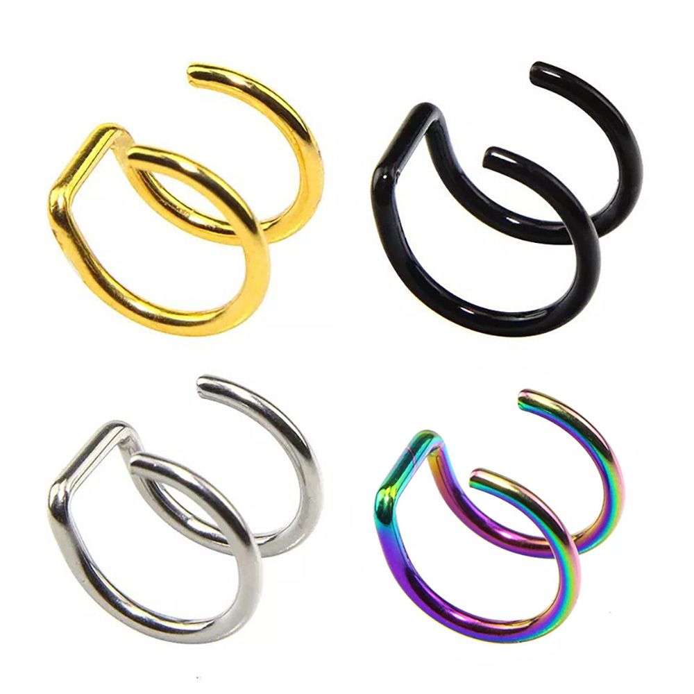 4 Pairs Stainless Steel Ear Cuff Helix Cartilage Clip on Wrap Earrings Ring Adjustable for Women and Girls