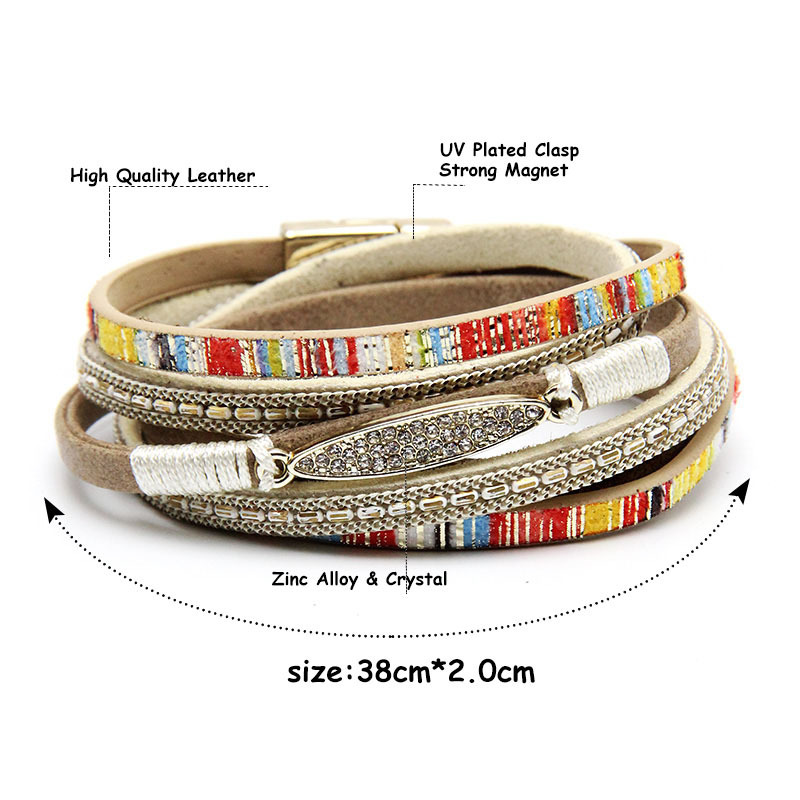 Multilayer Leather Wrap Bracelet for Women Girl Wristbands Boho Wide Braided Straps Bangle Bracelet Magnetic Clasp
