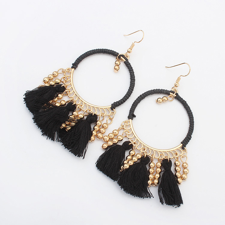 Fashion Bohemia Drop Earrings Women's Colorful Tassel Retro National Tear Hoops Hippie Jewelry Earrings
