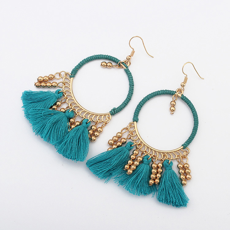 Fashion Bohemia Drop Earrings Women's Colorful Tassel Retro National Tear Hoops Hippie Jewelry Earrings