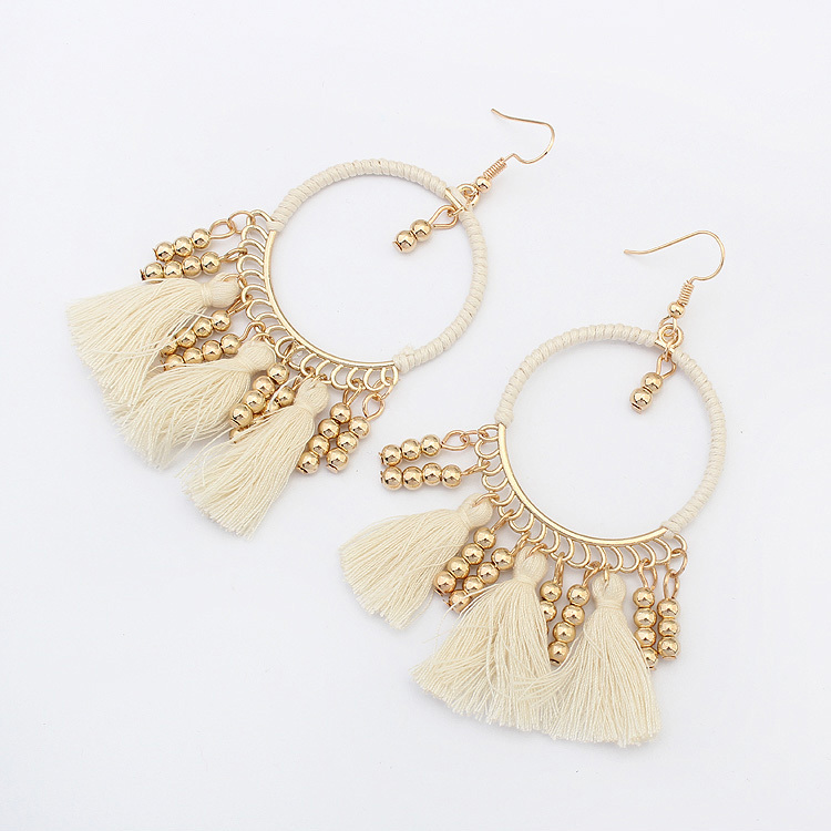 Fashion Bohemia Drop Earrings Women's Colorful Tassel Retro National Tear Hoops Hippie Jewelry Earrings