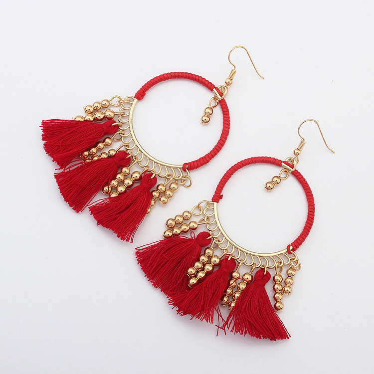 Fashion Bohemia Drop Earrings Women's Colorful Tassel Retro National Tear Hoops Hippie Jewelry Earrings