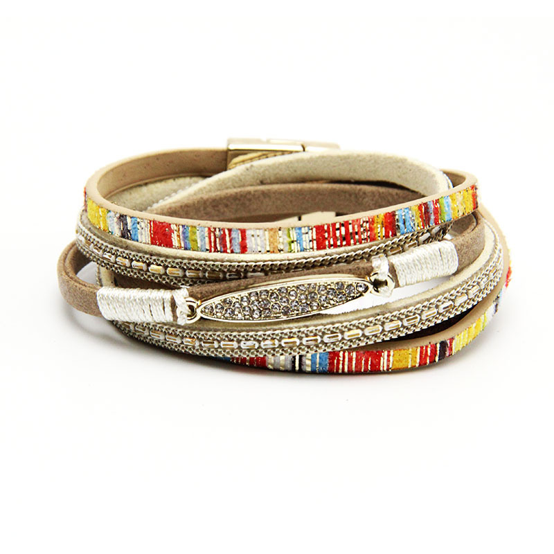 Multilayer Leather Wrap Bracelet for Women Girl Wristbands Boho Wide Braided Straps Bangle Bracelet Magnetic Clasp