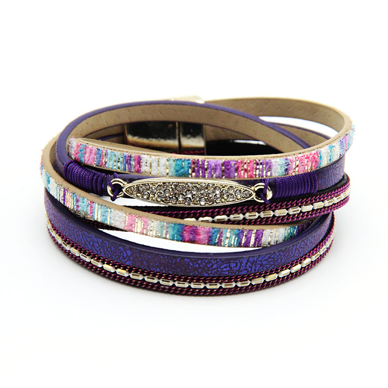 Multilayer Leather Wrap Bracelet for Women Girl Wristbands Boho Wide Braided Straps Bangle Bracelet Magnetic Clasp