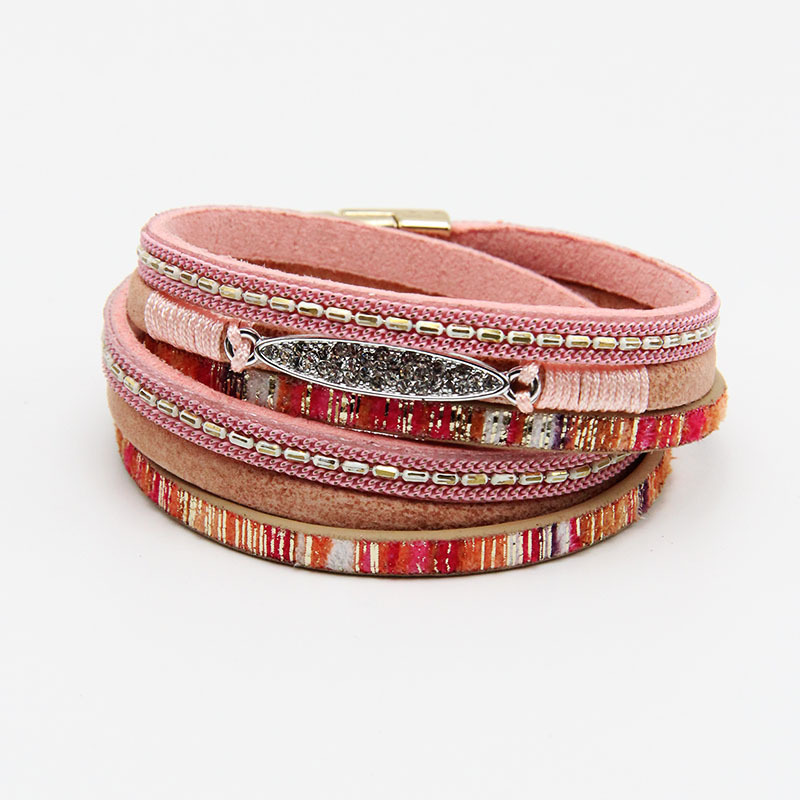 Multilayer Leather Wrap Bracelet for Women Girl Wristbands Boho Wide Braided Straps Bangle Bracelet Magnetic Clasp