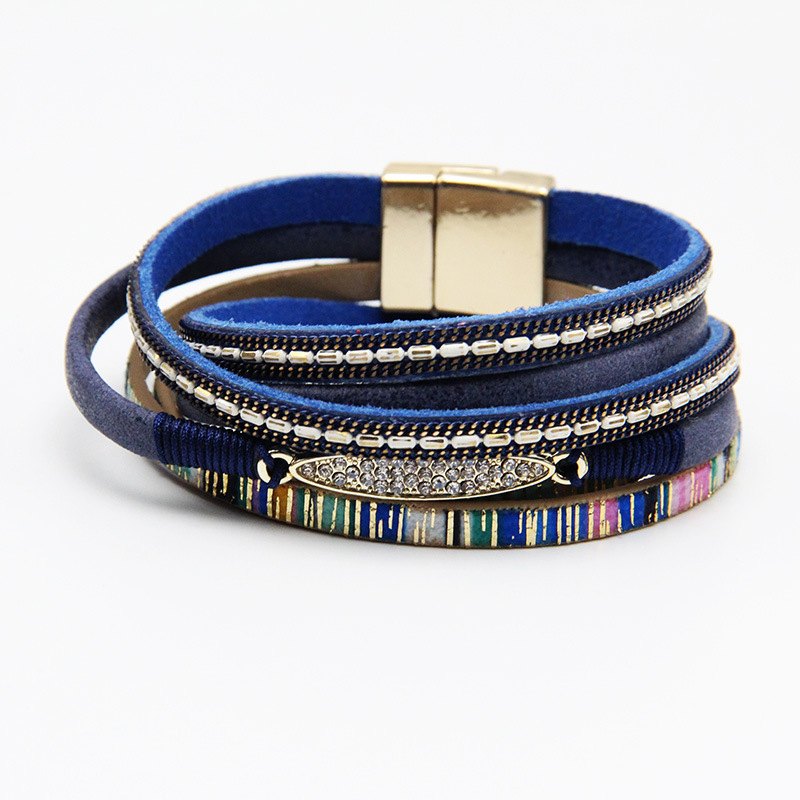 Multilayer Leather Wrap Bracelet for Women Girl Wristbands Boho Wide Braided Straps Bangle Bracelet Magnetic Clasp