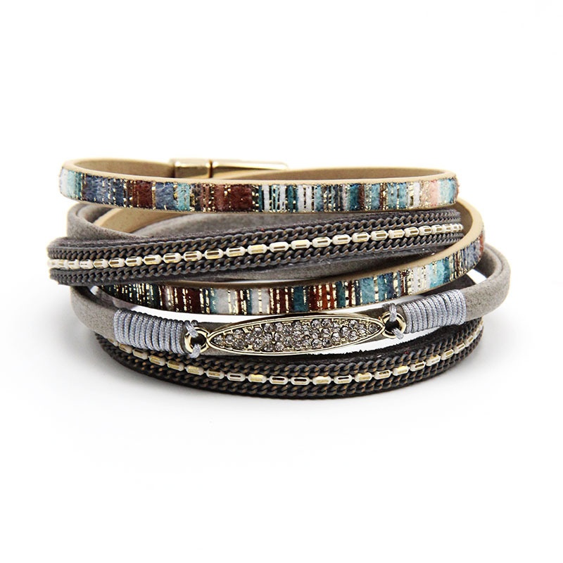 Multilayer Leather Wrap Bracelet for Women Girl Wristbands Boho Wide Braided Straps Bangle Bracelet Magnetic Clasp