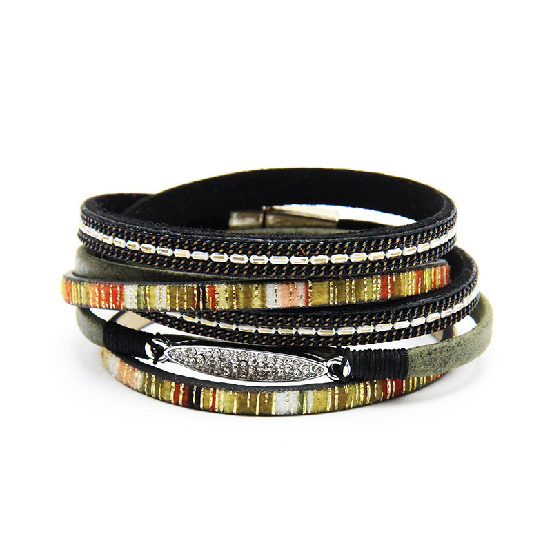 Multilayer Leather Wrap Bracelet for Women Girl Wristbands Boho Wide Braided Straps Bangle Bracelet Magnetic Clasp
