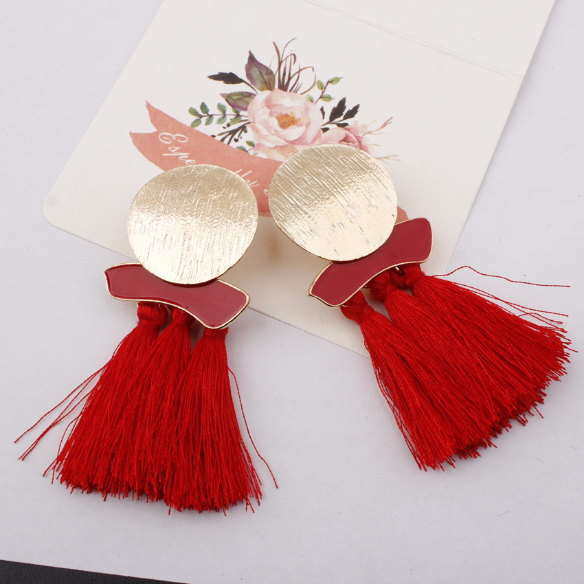 Irregular Round Tassel Earrings In 7 Colors for Ladies' Birthday Party Earrings