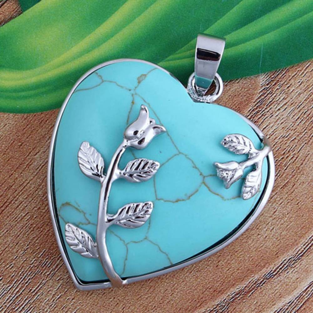 Natural Healing Crystals Heart Pendant Necklaces Reiki Quartz Gemstone Jewelry Flower Wrap Crystal Pendant for Womens Girls