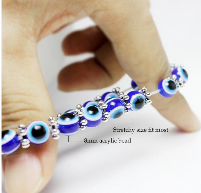 Bracelets for Women Men Stretch Beaded Hamsa Bracelet Lucky Hand of Fatima Evil Bracelet for Protection