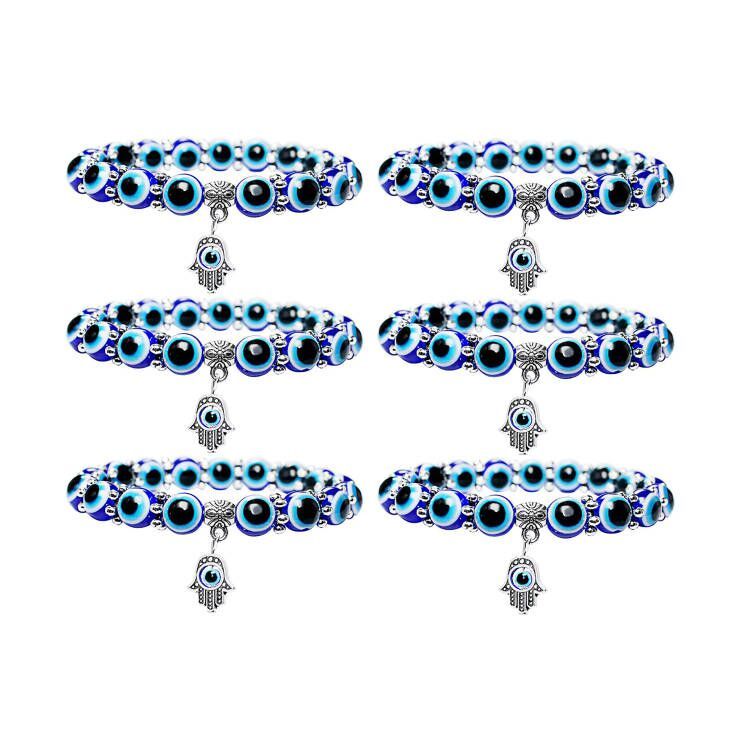 Bracelets for Women Men Stretch Beaded Hamsa Bracelet Lucky Hand of Fatima Evil Bracelet for Protection