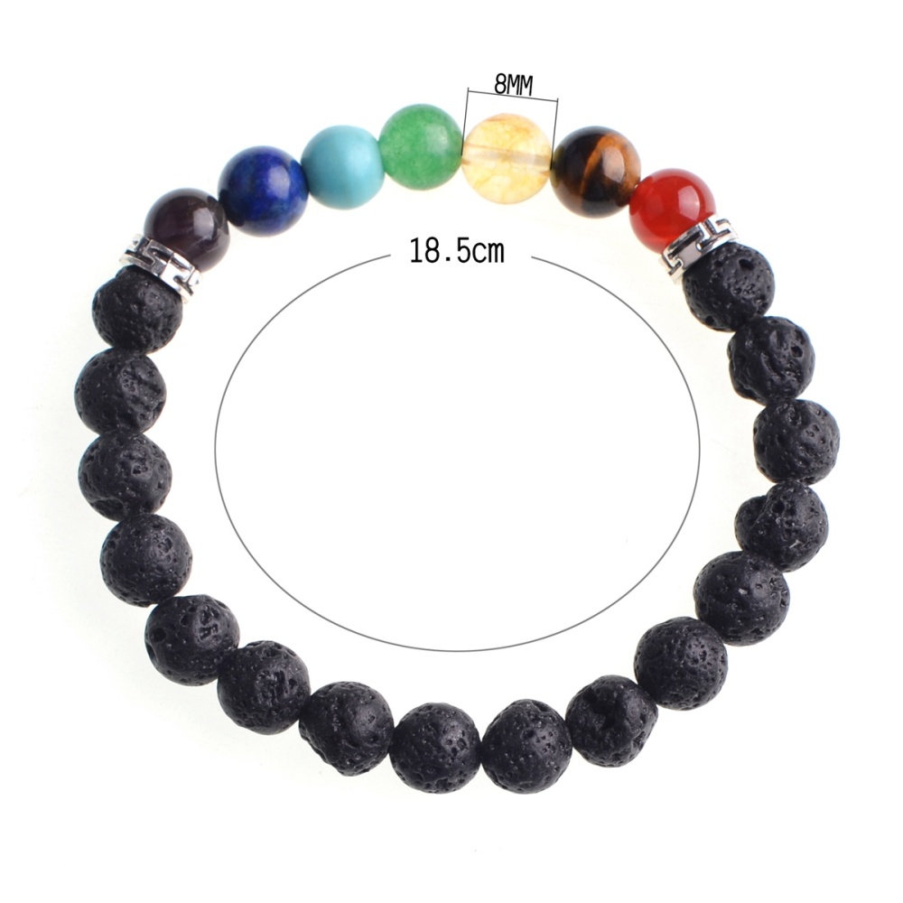 Natural Stone Bracelet for Men and Women with Seven Gem Essential Oil Diffusion Yoga Bracelet