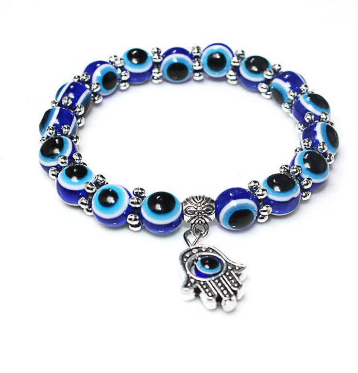 Bracelets for Women Men Stretch Beaded Hamsa Bracelet Lucky Hand of Fatima Evil Bracelet for Protection