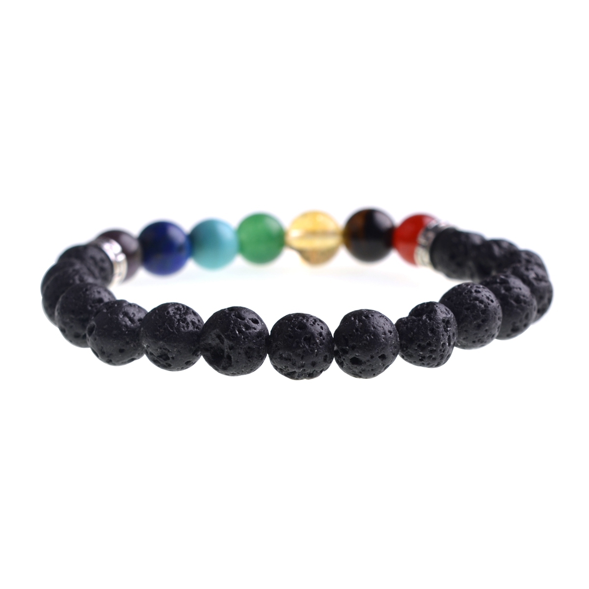 Natural Stone Bracelet for Men and Women with Seven Gem Essential Oil Diffusion Yoga Bracelet