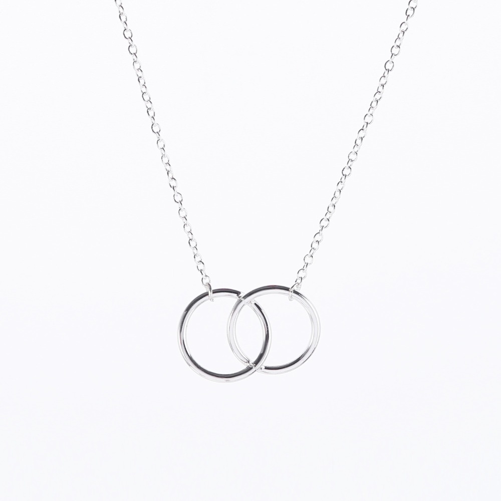 Double Circle Simple Geometric Necklace Gold Silver Double Ring Alloy Pendant Stainless Steel Ladies Jewelry Gift