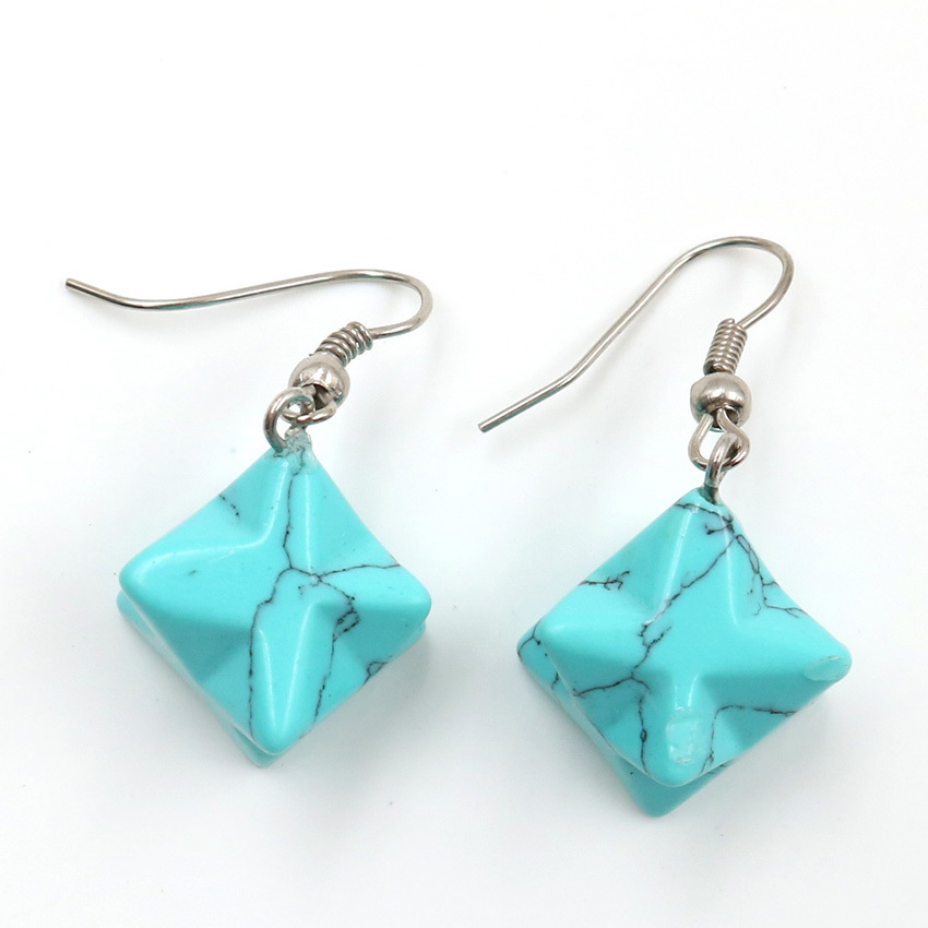 Merkaba Crystal Pendent Earrings Large satellite melcabaring pendulum 3D for Women Men Jewelry Energy Healing Gemstone Earrings