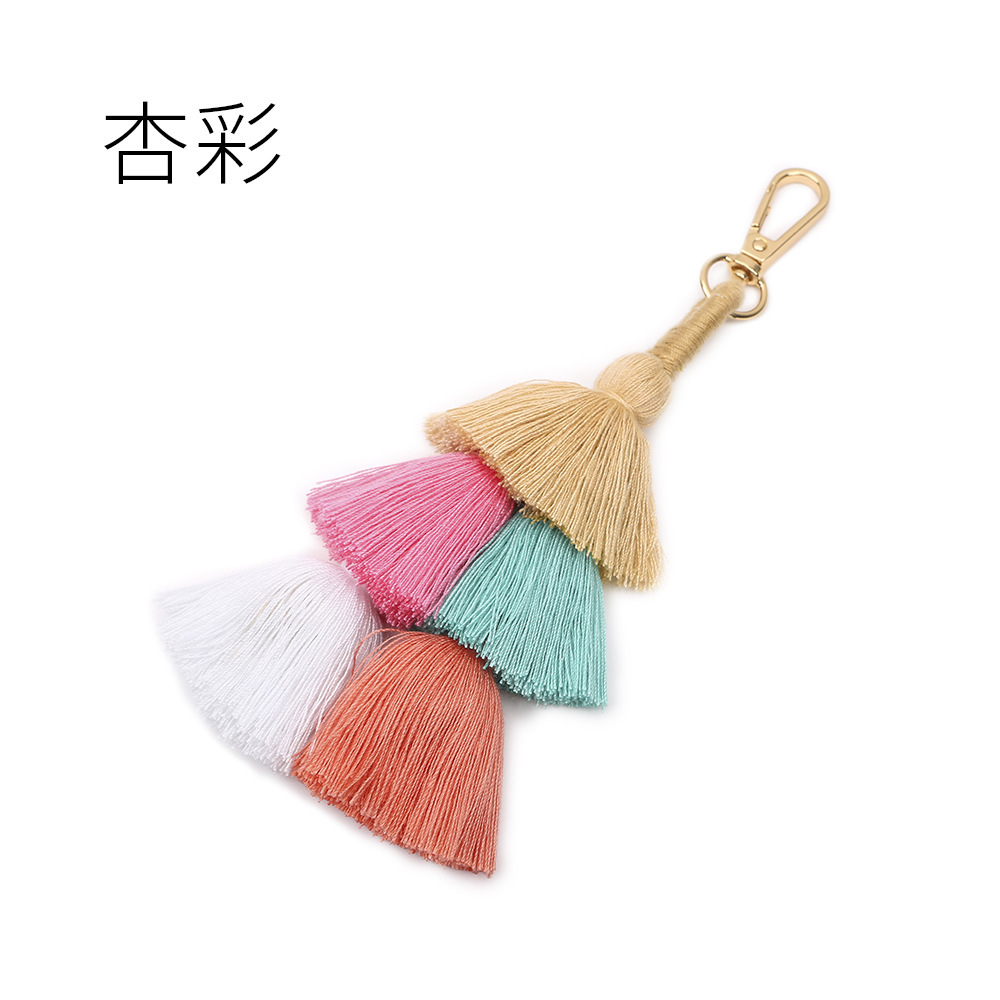 Fashion Colorful Boho Tassel Charm Key Chain Pom Pom Tassel Bag Pendant Key Ring Keychain