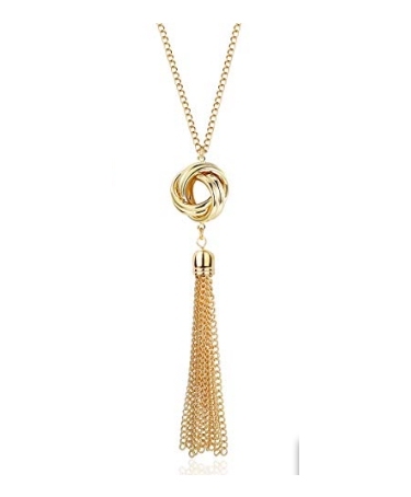 Long Pendant Necklaces For Women Knot Disk Circle Tassel Pendant Statement Sweater Necklace Set Gold Silver Chain Girl Jewelry