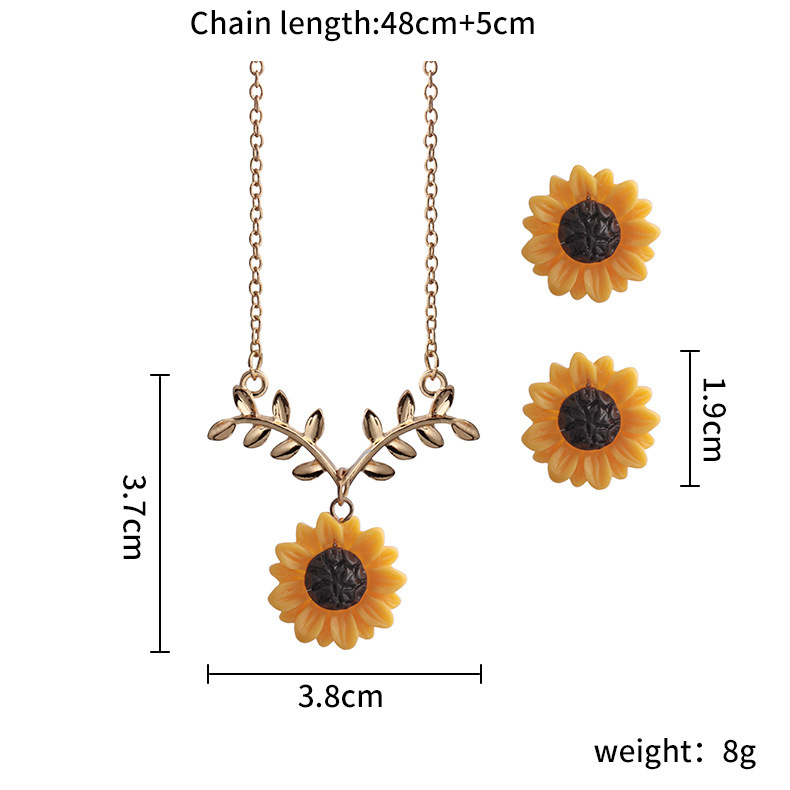 Bohemian Sunflower Leaf Pearl Necklace for Women Girls Lovely Pearl Resin Daisy Flower Boho Long Drop Handmade Pendant Necklace