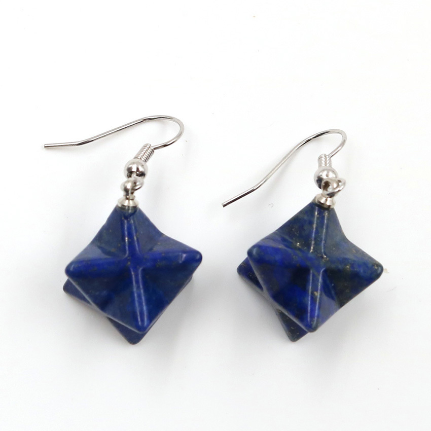 Merkaba Crystal Pendent Earrings Large satellite melcabaring pendulum 3D for Women Men Jewelry Energy Healing Gemstone Earrings