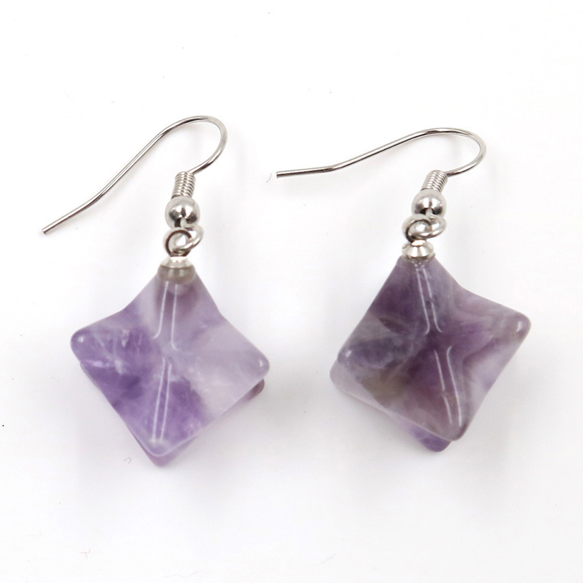 Merkaba Crystal Pendent Earrings Large satellite melcabaring pendulum 3D for Women Men Jewelry Energy Healing Gemstone Earrings