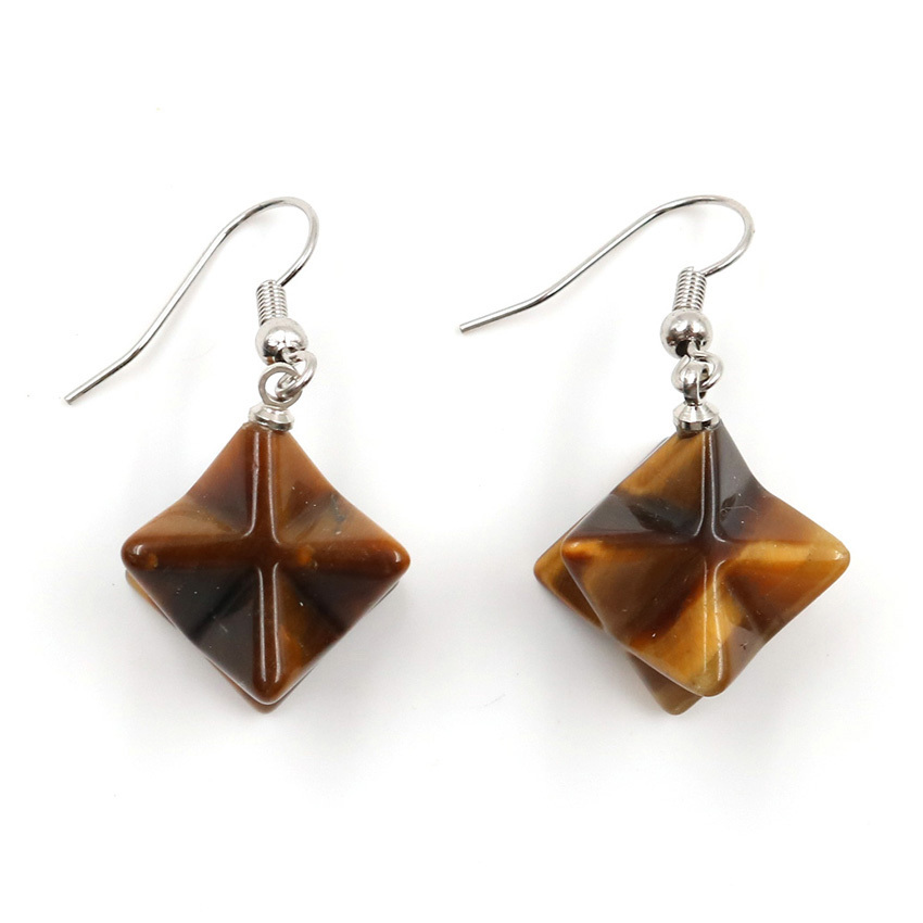 Merkaba Crystal Pendent Earrings Large satellite melcabaring pendulum 3D for Women Men Jewelry Energy Healing Gemstone Earrings