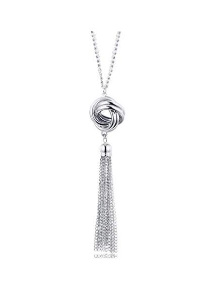 Long Pendant Necklaces For Women Knot Disk Circle Tassel Pendant Statement Sweater Necklace Set Gold Silver Chain Girl Jewelry