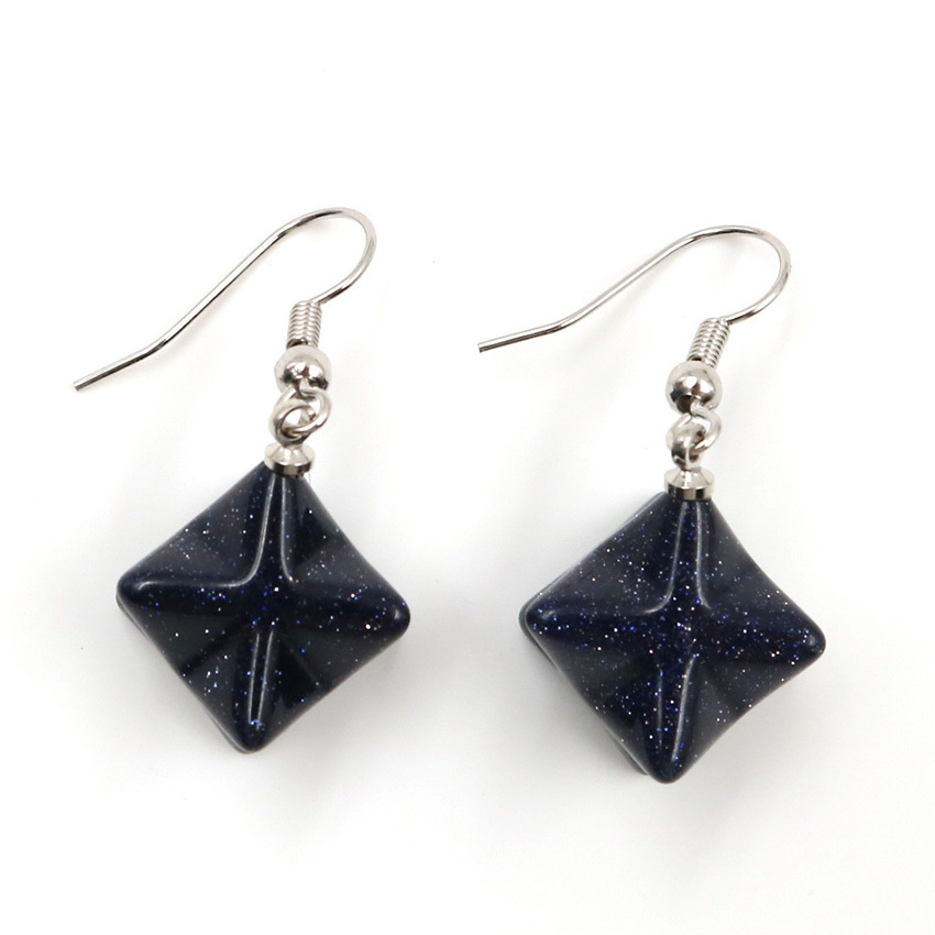 Merkaba Crystal Pendent Earrings Large satellite melcabaring pendulum 3D for Women Men Jewelry Energy Healing Gemstone Earrings