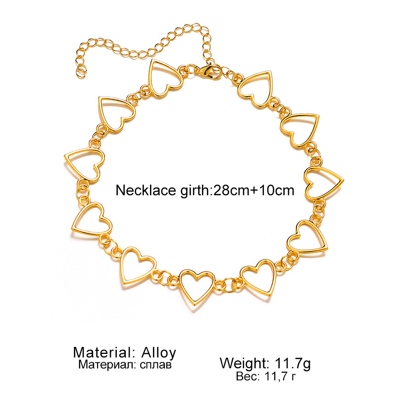 Fashion Love Heart Link Single Layer Choker Necklaces For Women Golden Necklace Jewelry Valentines Party Girl Gift