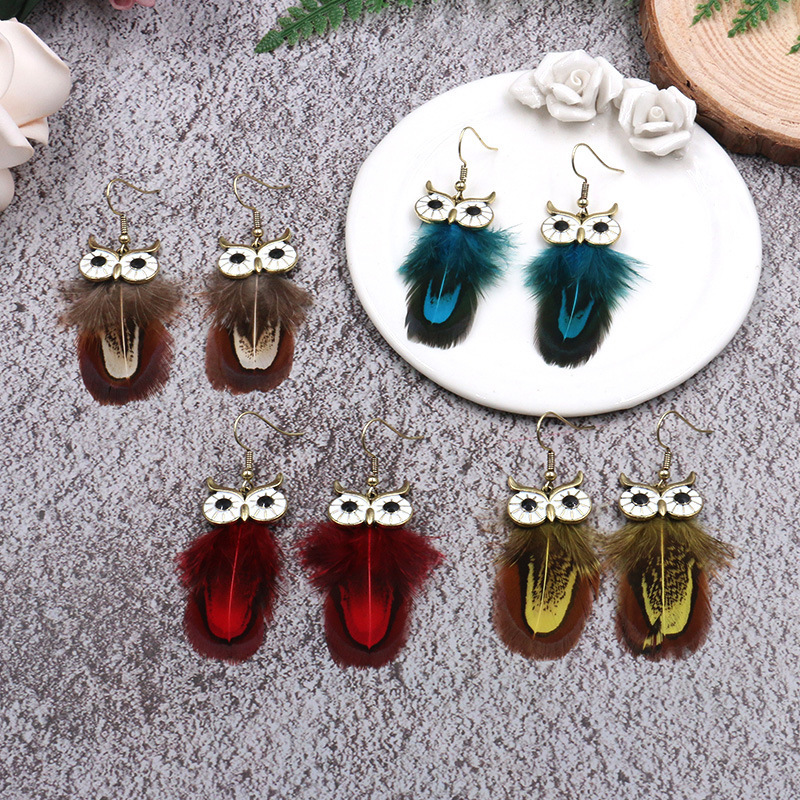Steam Gear Vintage Earring Antique Bronze Steampunk Gear Clocks Love Pointer Owl Pendant Dangle Jewelry for Women Girls
