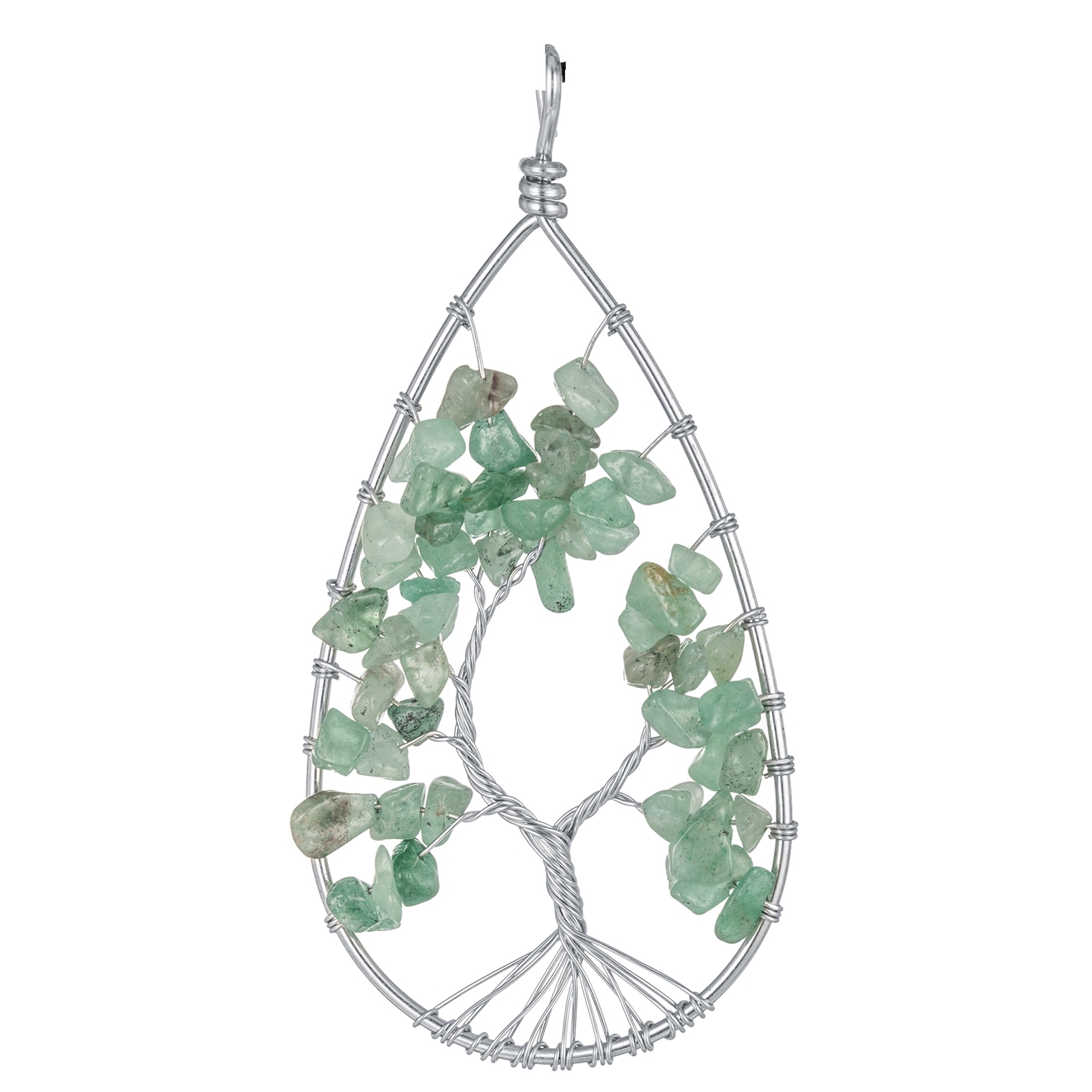 Natural 7 Chakras Healing Crystals Necklace Wire Wrapped Clear Quartz Tree of Life Pendant Pointed Reiki Energy Balancing