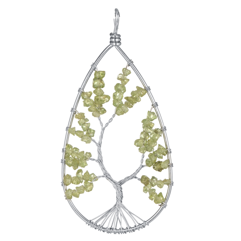 Natural 7 Chakras Healing Crystals Necklace Wire Wrapped Clear Quartz Tree of Life Pendant Pointed Reiki Energy Balancing