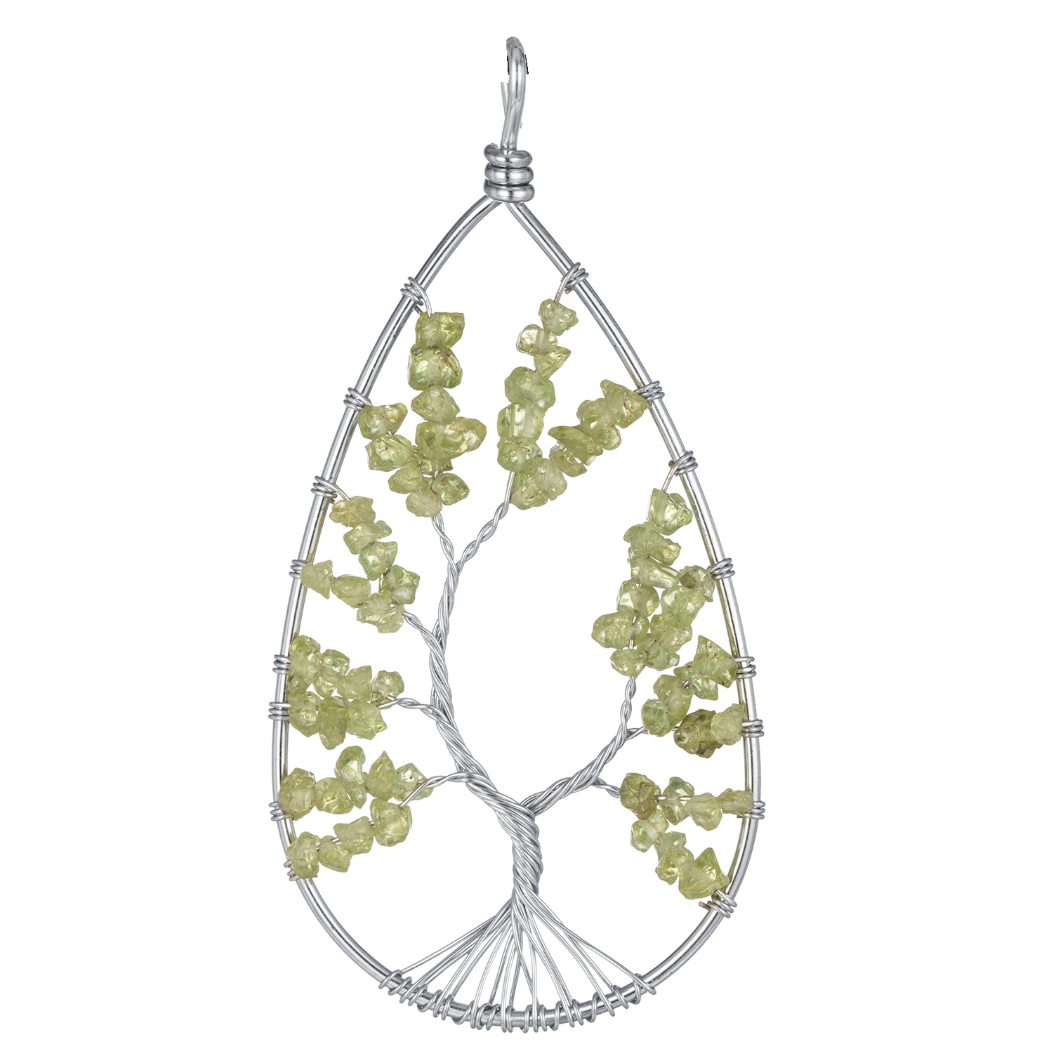 Tree of Life Pendant Gemstone 7 Chakra Healing Natural Stone Key Ring Charm Jewelry Gemstone Oval Lucky Tree Keychain Gifts
