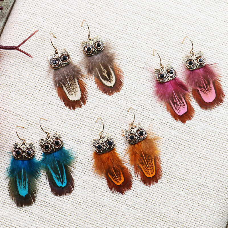 Steam Gear Vintage Earring Antique Bronze Steampunk Gear Clocks Love Pointer Owl Pendant Dangle Jewelry for Women Girls