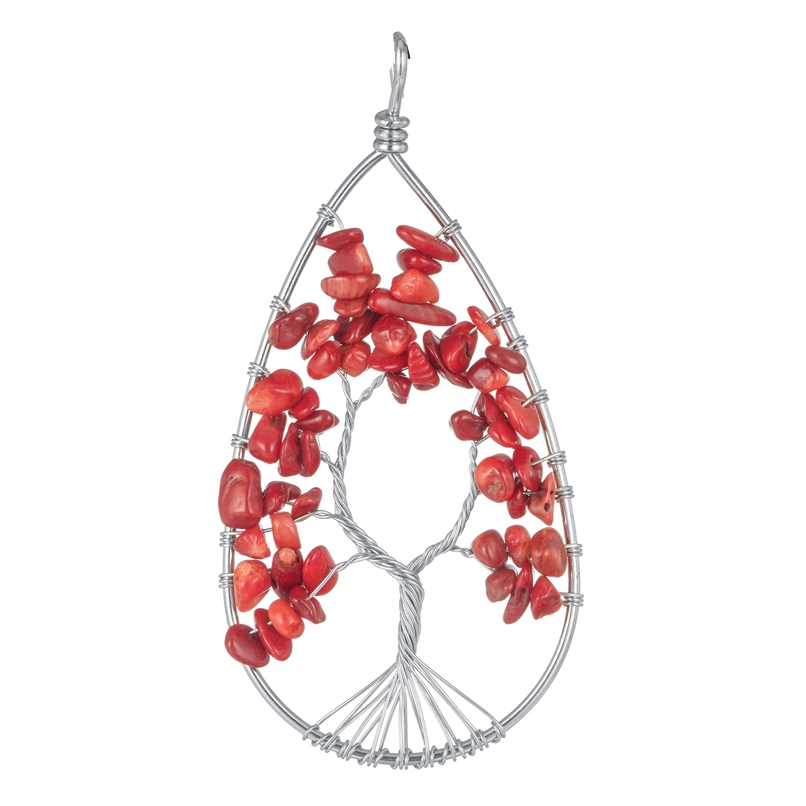 Tree of Life Pendant Gemstone 7 Chakra Healing Natural Stone Key Ring Charm Jewelry Gemstone Oval Lucky Tree Keychain Gifts