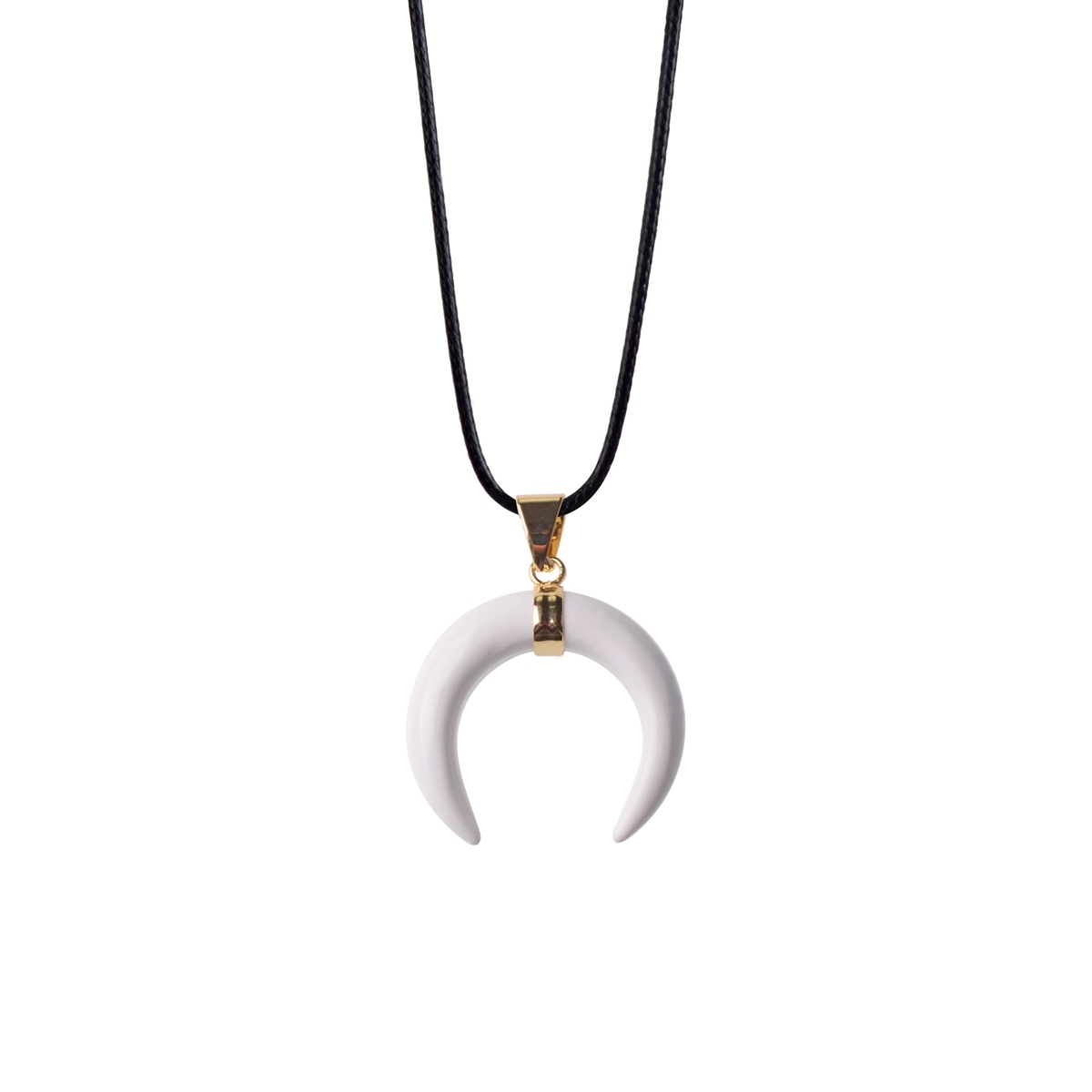 Fashion Vintage Resin Big Horn Shaped Crescent Moon Pendant Choker Necklace with Chain for Women Statement Boho Jewelry Gift